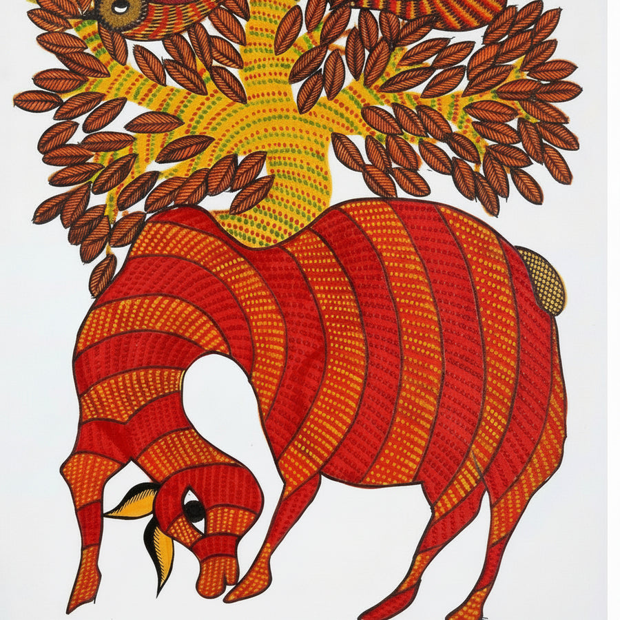 Camel and Tree – Gond Paper Painting