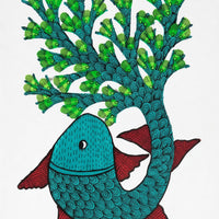 Growing Fish – Gond Paper Painting