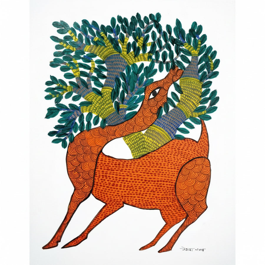 The Camel's Sanctuary – Gond Paper Painting