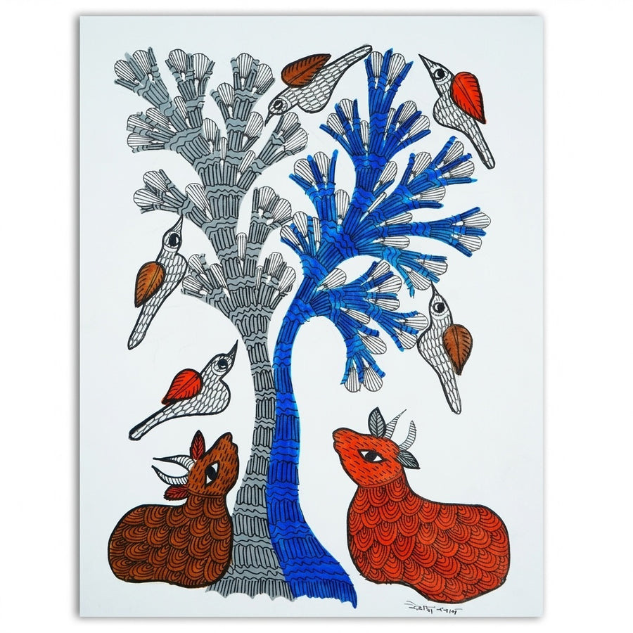 The Tree of Companions – Gond Paper Painting