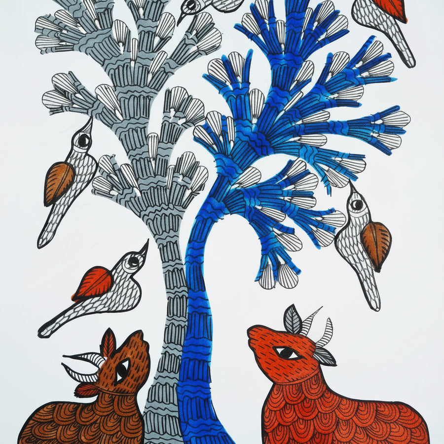 The Tree of Companions – Gond Paper Painting