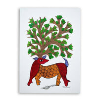 The Deer Horn Tree – Gond Paper Painting