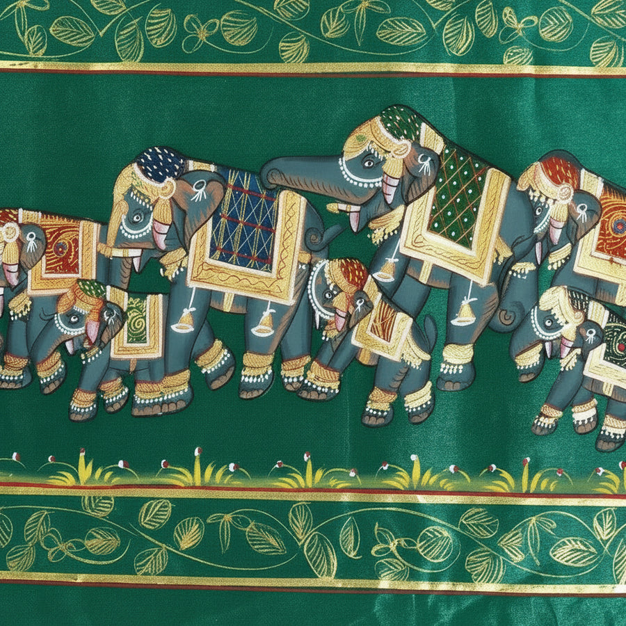 Royal Elephant March – Rajasthani Miniature Painting