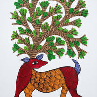 The Deer Horn Tree – Gond Paper Painting