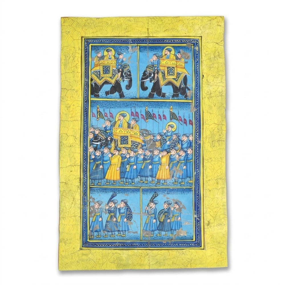 Royal Procession on Elephants – Rajasthani Miniature Painting