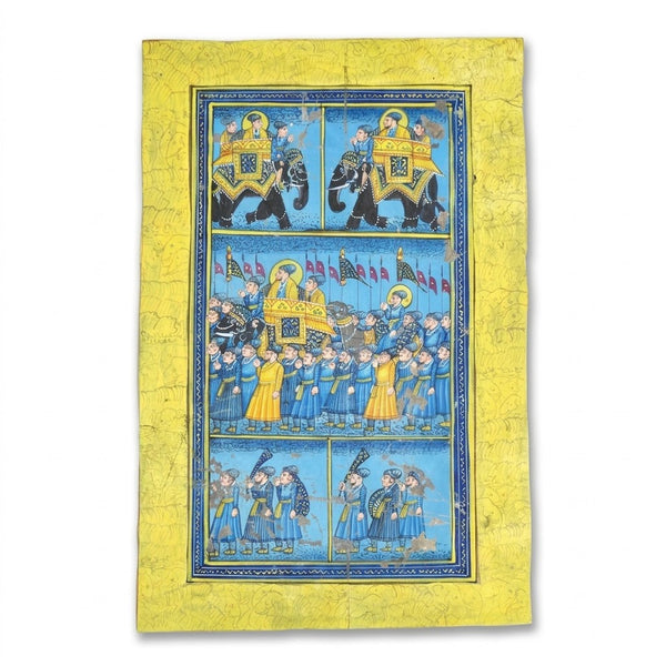 Royal Procession on Elephants – Rajasthani Miniature Painting