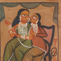 The Affectionate Bengali Babu and Bibi – Kalighat Painting