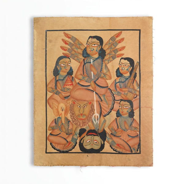 The Victorious Mahishasuramardini – Kalighat Painting