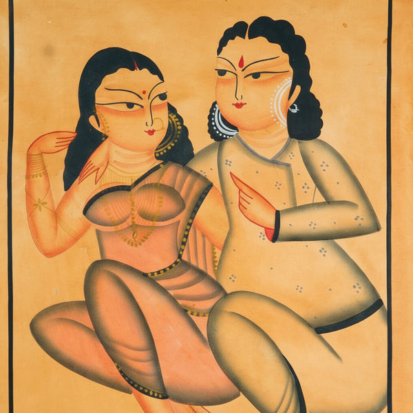 The Romantic Bengali Babu-Bibi – Kalighat Painting