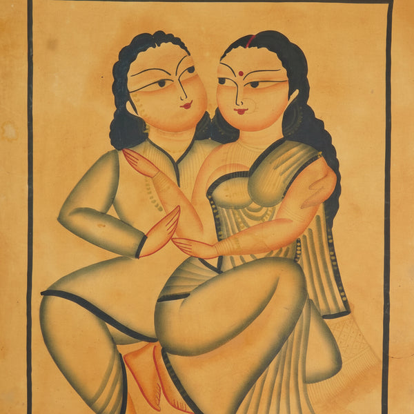 The Faithful Bengali Babu-Bibi – Kalighat Painting