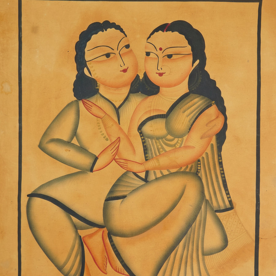 The Faithful Bengali Babu-Bibi – Kalighat Painting
