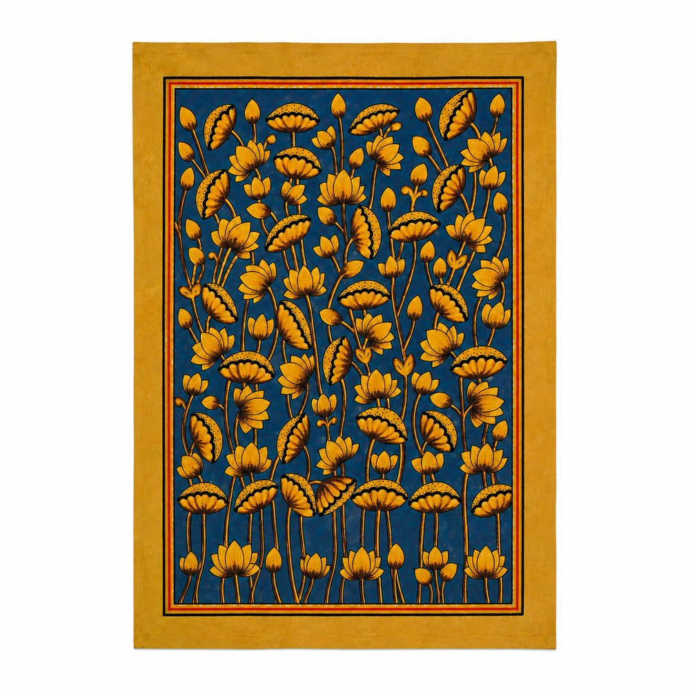 Golden Lotus Elegance – Pichwai Painting