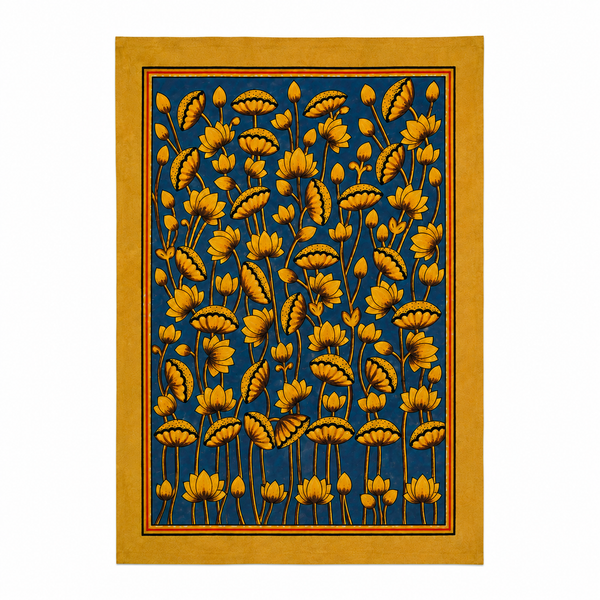 Golden Lotus Elegance – Pichwai Painting
