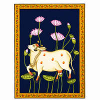 Kamdhenu Among Lotus – Pichwai Painting