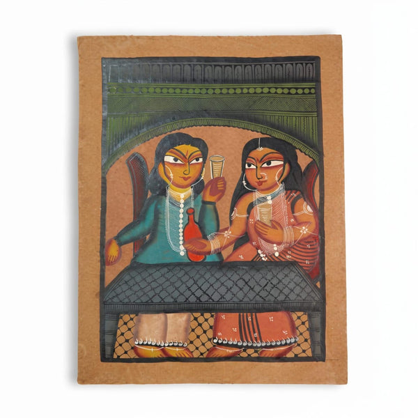 The Aristocratic Bengali Babu and Bibi – Kalighat Painting