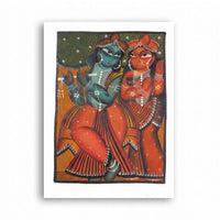 Beloved Radha and Krishna – Kalighat Painting