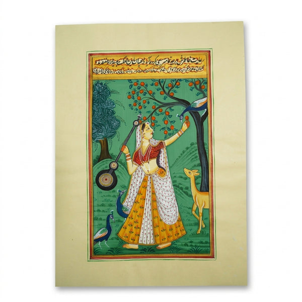 Melody Beneath the Fruitful Tree – Rajasthani Miniature Painting