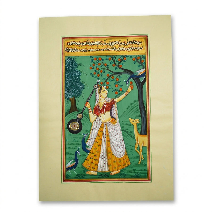 Melody Beneath the Fruitful Tree – Rajasthani Miniature Painting