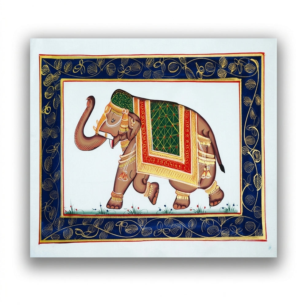 The Majestic Tusker – Rajasthani Miniature Painting