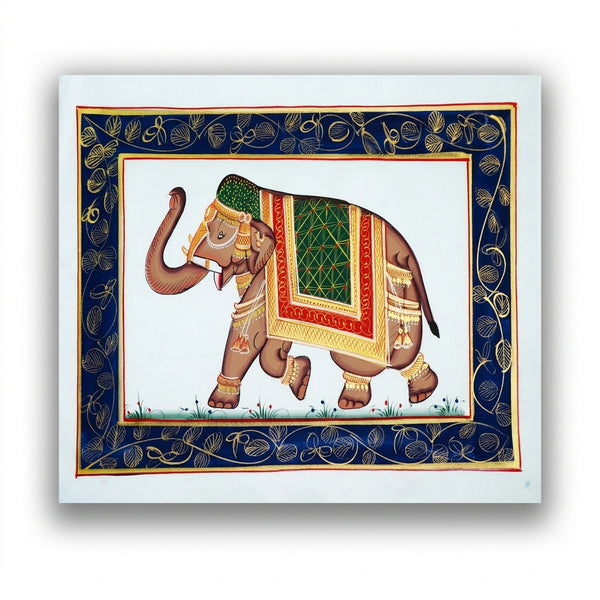 The Majestic Tusker – Rajasthani Miniature Painting