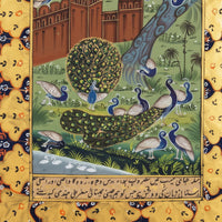Peacocks in the Royal Garden – Rajasthani Miniature Painting