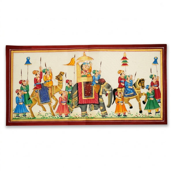 The Royal Wedding Procession – Rajasthani Miniature Painting