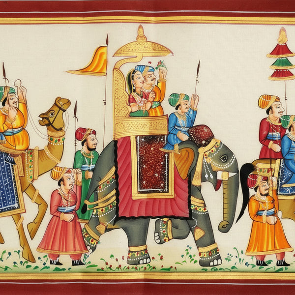 The Royal Wedding Procession – Rajasthani Miniature Painting