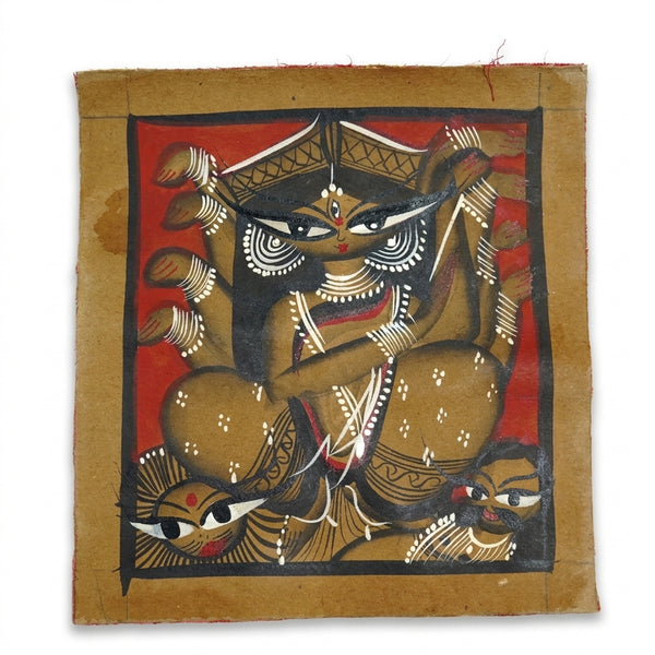Goddess Durga: Triumph of Divine Power – Kalighat Painting