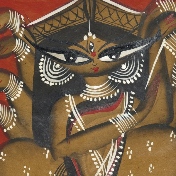 Goddess Durga: Triumph of Divine Power – Kalighat Painting