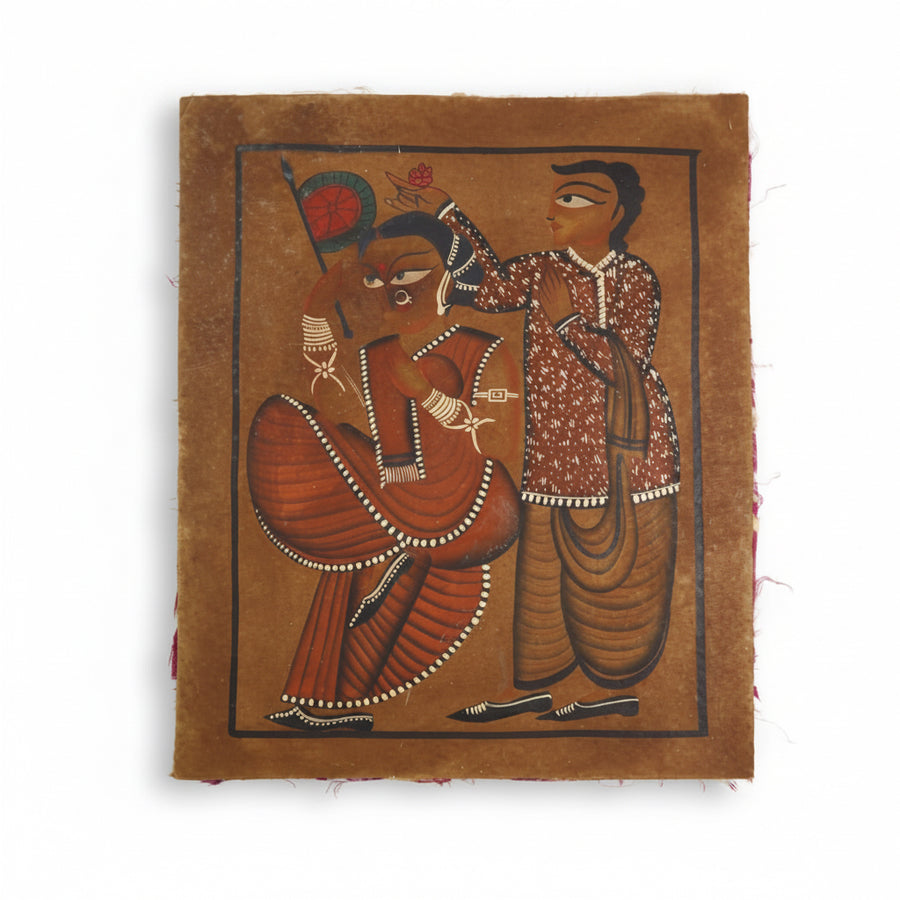 The Affectionate Babu-Bibi – Kalighat Painting