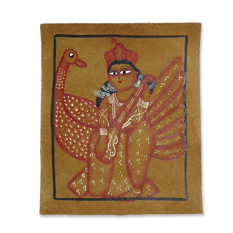 Goddess Saraswati in Divine Grace – Kalighat Painting