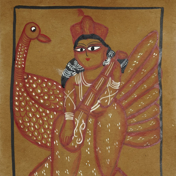 Goddess Saraswati in Divine Grace – Kalighat Painting