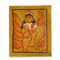 Maa Saraswati with the Sacred Veena – Kalighat Painting