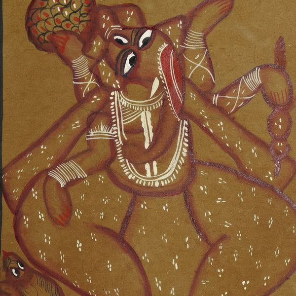 Lord Ganesha with the Divine Mouse – Kalighat Painting