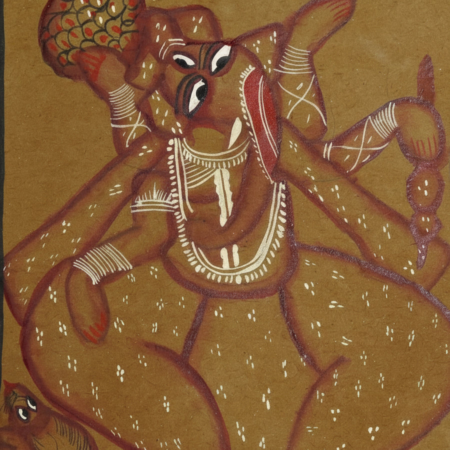 Lord Ganesha with the Divine Mouse – Kalighat Painting