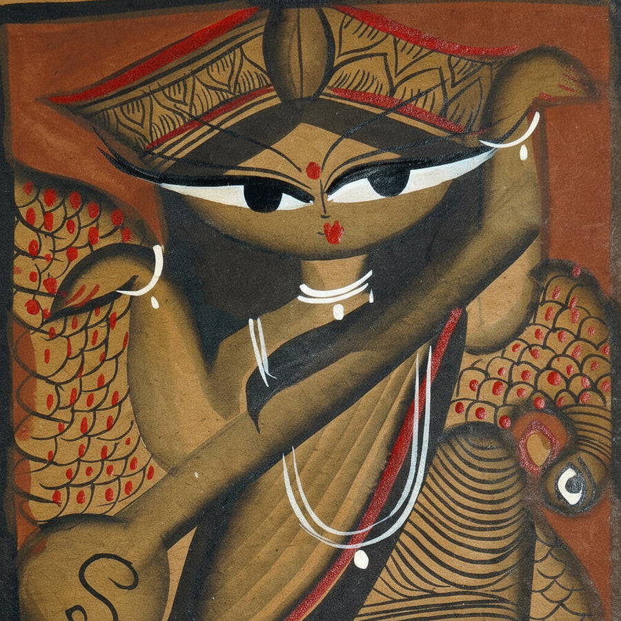The Blessings of Maa Saraswati – Kalighat Painting
