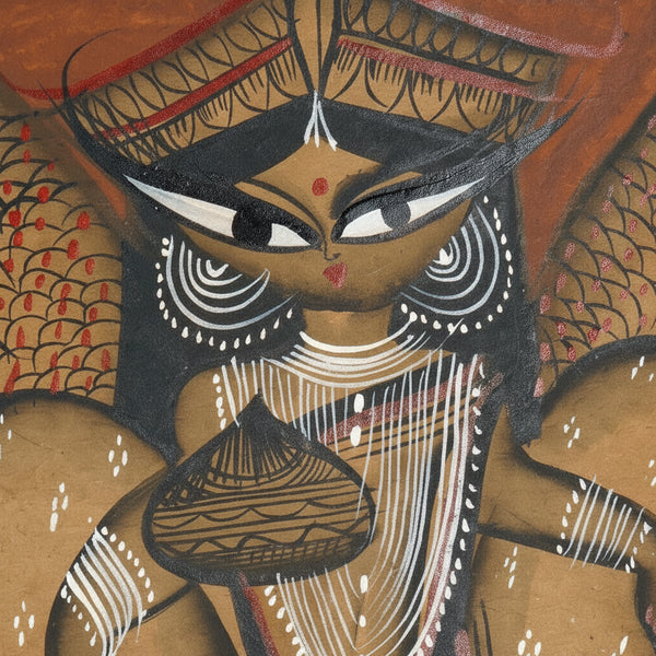 Maa Lakshmi in Sacred Serenity – Kalighat Painting
