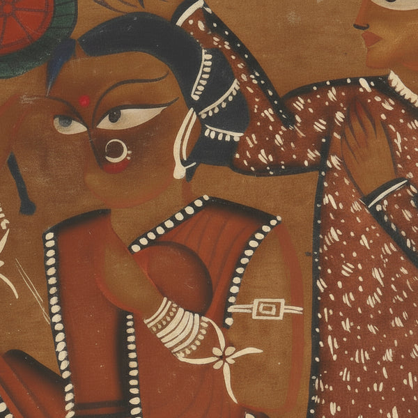The Affectionate Babu-Bibi – Kalighat Painting