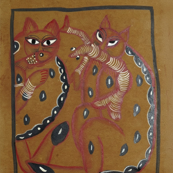 Playful Pair of Cats – Kalighat Painting