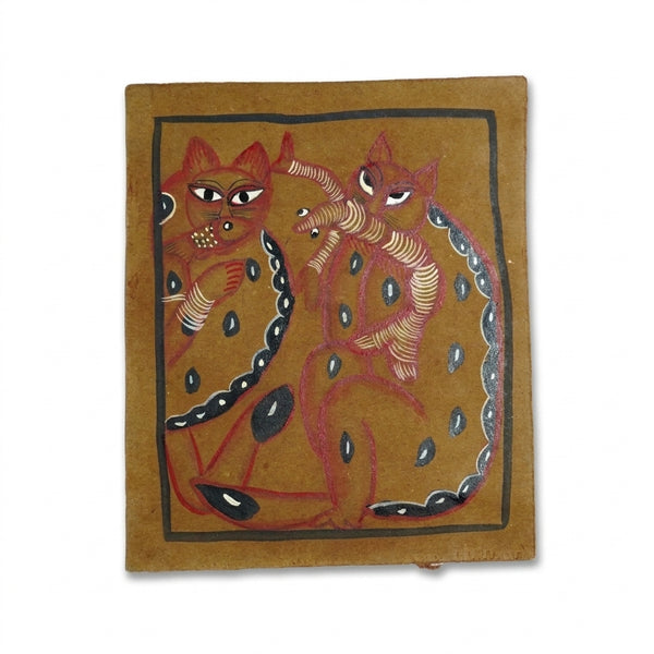 Playful Pair of Cats – Kalighat Painting