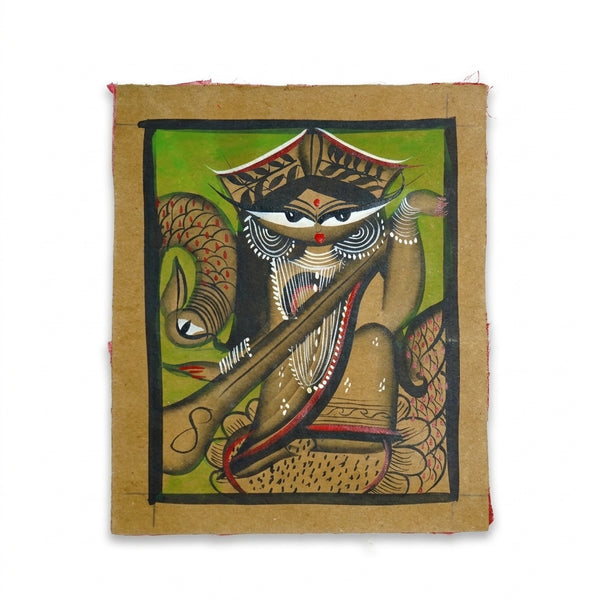 Divine Wisdom of Maa Saraswati – Kalighat Painting