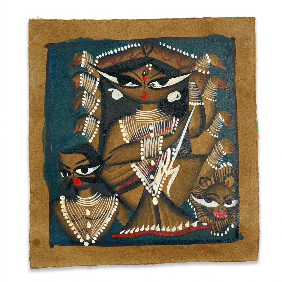 Mahishasura Mardini: Triumph of Good Over Evil – Kalighat Painting