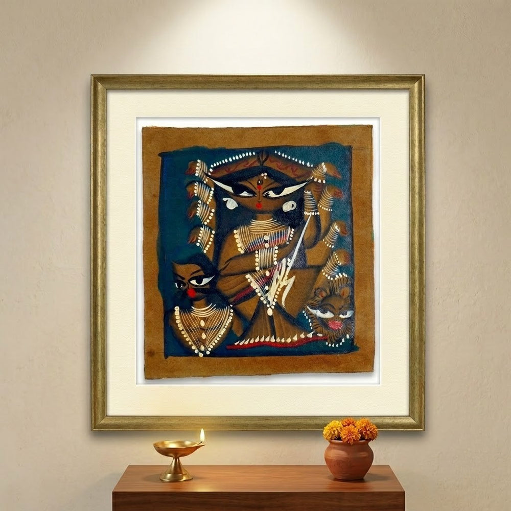 Mahishasura Mardini: Triumph of Good Over Evil – Kalighat Painting