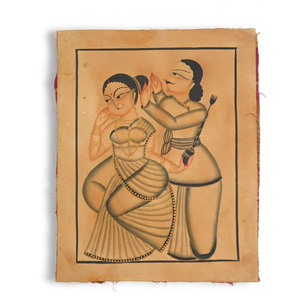 The Joyful Bengali Babu-Bibi – Kalighat Painting