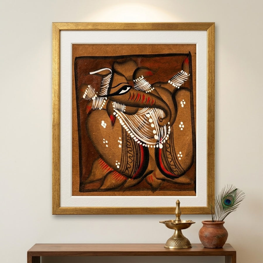 The Auspicious Lord Ganesha – Kalighat Painting