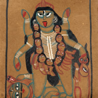 Maa Kali with Lord Shiva – Kalighat Painting