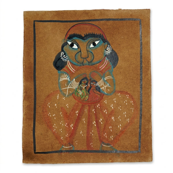The Eternal Devotion of Hanuman – Kalighat Painting