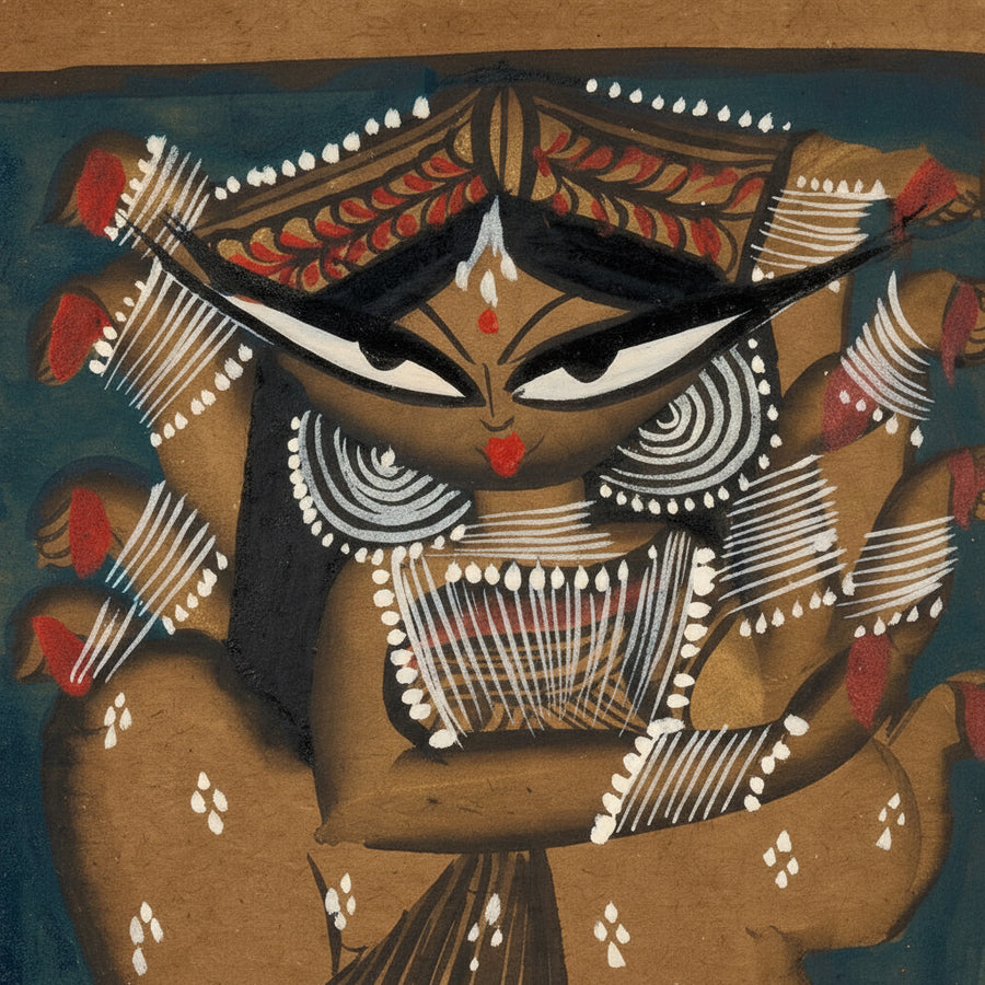 The Divine Presence of Maa Durga – Kalighat Painting