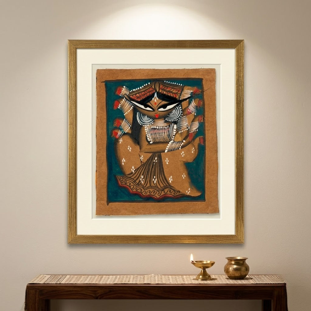 The Divine Presence of Maa Durga – Kalighat Painting