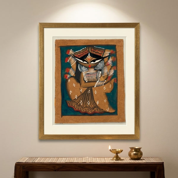 The Divine Presence of Maa Durga – Kalighat Painting